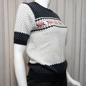Black + White Rose Icon Sweater, Made in USA,Small